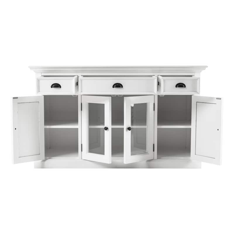 White Accent Cabinet with Glass Doors - 33.46" x 57.09" x 19.69"