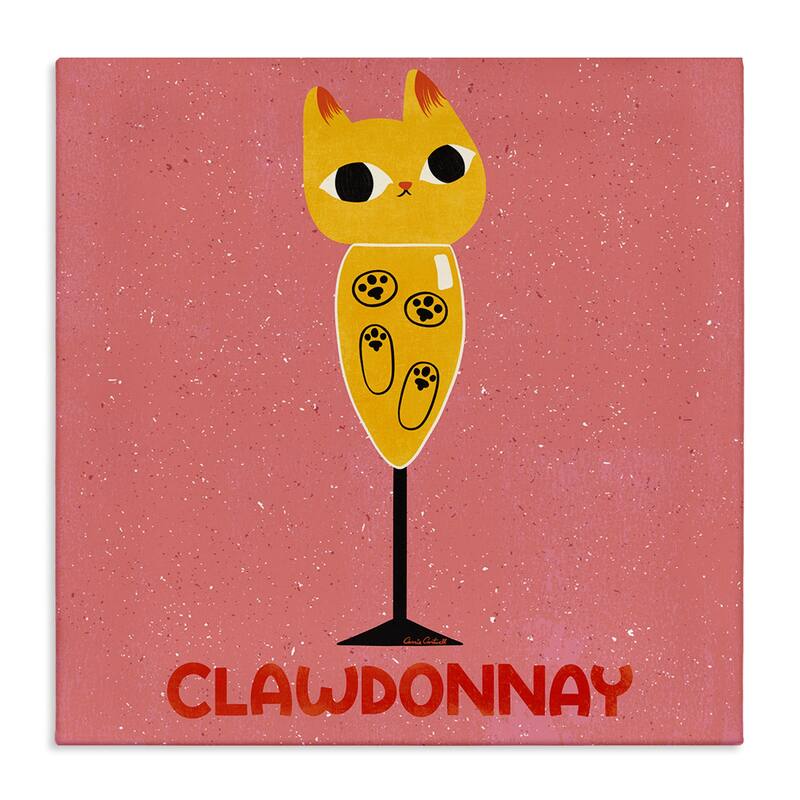 Stupell Clawdonnay Feline Wine Canvas Wall Art Design By Carrie Cantwell - 24 x 24