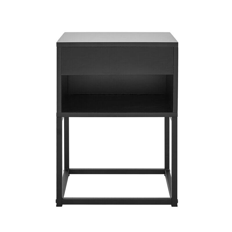 BIKAHOM Simple End Table with Drawer and Shelf for Any Room,Nightstand,Metal Leg Design