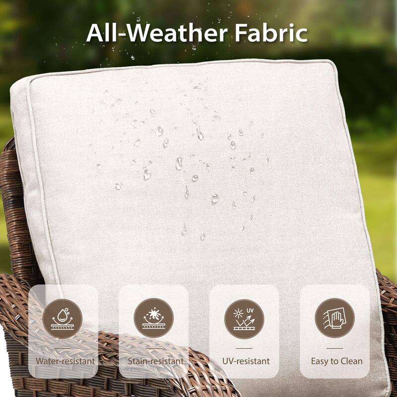 Cavira 3-Piece Brown Wicker Outdoor Patio Swivel Glider Chairs with Side Table