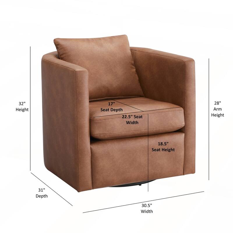 Faux Leather Swivel Barrel Chair