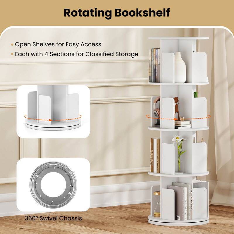 Costway 1/2 PCS 4-Tier Rotating Bookshelf 360° Display Rack with - See Details
