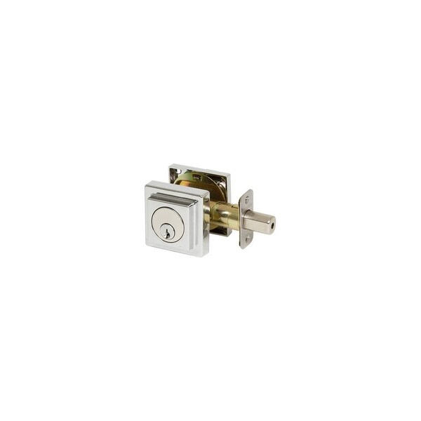 Delaney 355006 Single Cylinder Keyed Deadbolt with Square Rose from the Contemporary Collection - Bright Chrome