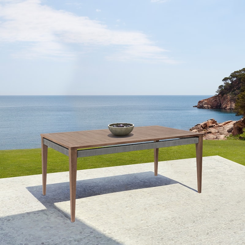 Orbit Indoor Outdoor Patio Dining Table in Weathered Eucalyptus Wood