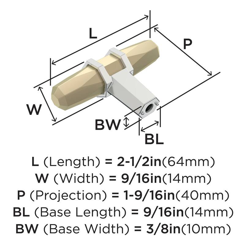 Amerock London 2-1/2 in (64 mm) Length Golden Champagne/Polished Chrome Cabinet Knob