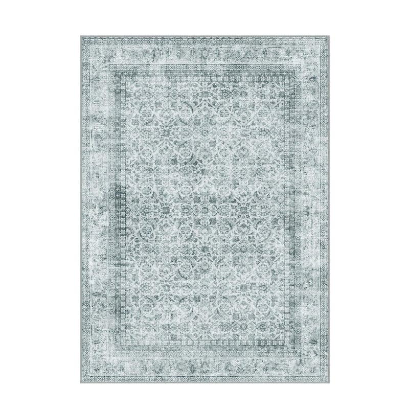 Mcow Machine Washable Boho Vintage Retro Floral Non Slip Rug