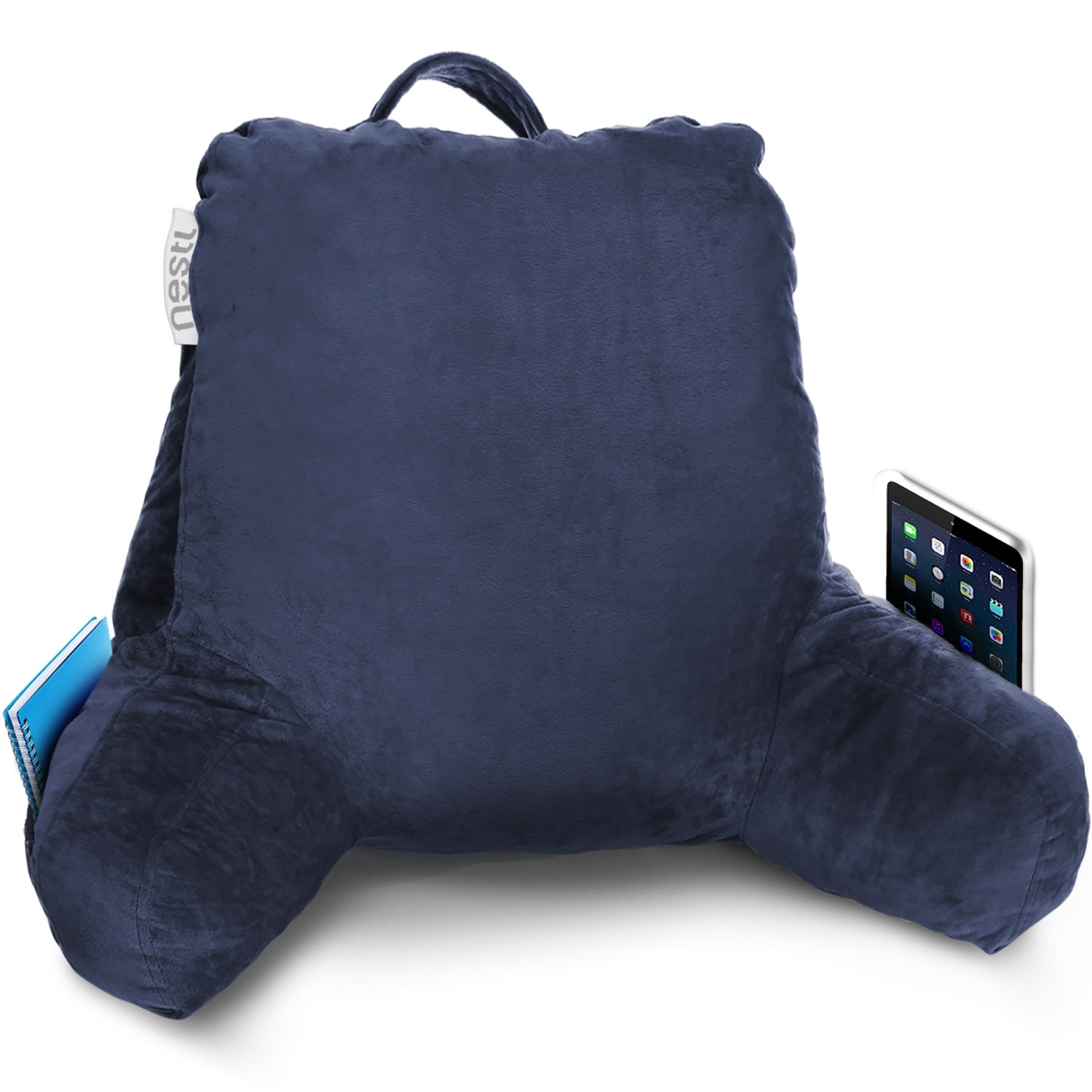 Nestl Memory Foam Reading Pillow with Backrest Arms and Pockets