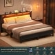 preview thumbnail 13 of 94, Farmhouse Wood Platform Bed Frame with Charged Station and LED Lights
