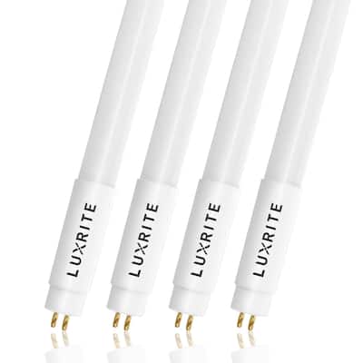 Luxrite 4FT T5 LED Tube Lights, 24W=54W, 45.78", Ballast and Ballast Bypass Compatible, Damp Rated 4 Pack