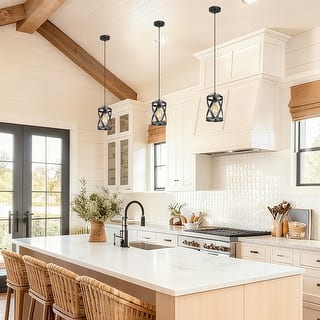 Modern Farmhouse 1-Light Cage Mini Pendant Light for Kitchen Island - D6" x H14" - 72"