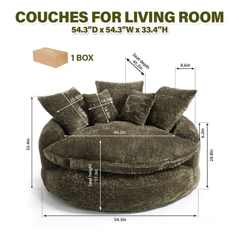 Rossetta Oversized Round Polyester Foam Chair with Pillows