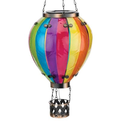 Hot Air Balloon Solar Lantern LG - Rainbow - 7.5''x7.5''x23.5''