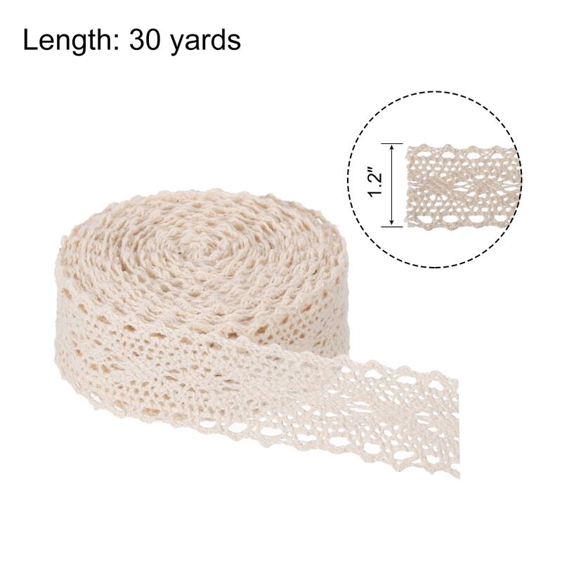 Lace Ribbon Cotton Lace Trim for Craft,Gift Wrappers,Headbands,Wedding - Beige - 1.2" x 30 Yards