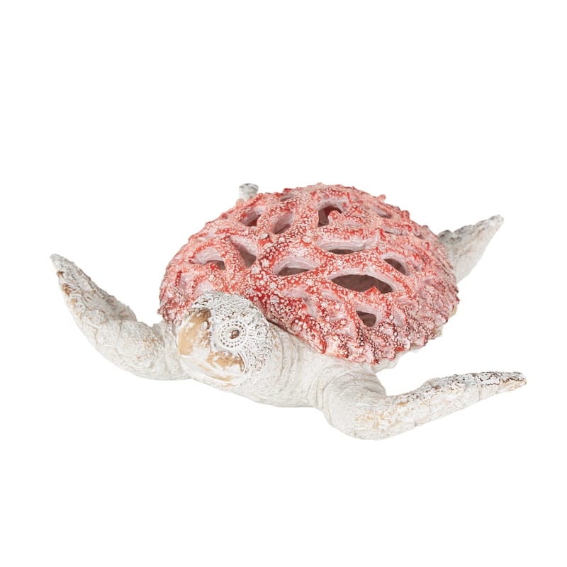 Polystone Textured Swimming Sea Turtle Decorative Sculpture with Red Shell - Reb or Blue