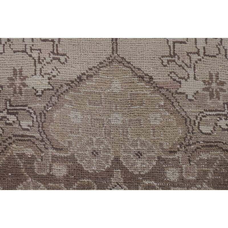Distressed Tabriz Persian Vintage Rug Handmade Beige Wool Carpet - 6'6"x 9'8"
