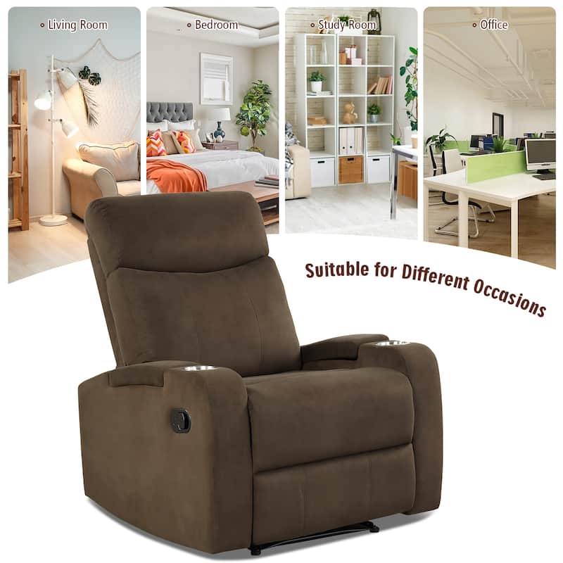 Costway Recliner Chair Single Sofa Lounger with Arm Storage & Cup