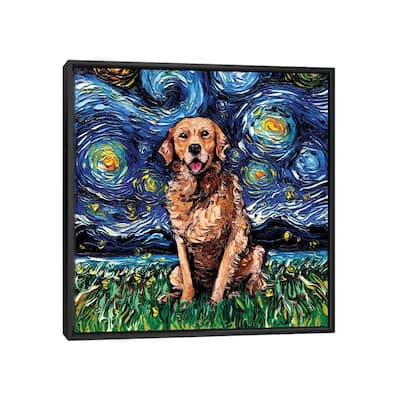 iCanvas "Golden Retriever Night (Dark Coat)" by Aja Trier Framed Canvas Print