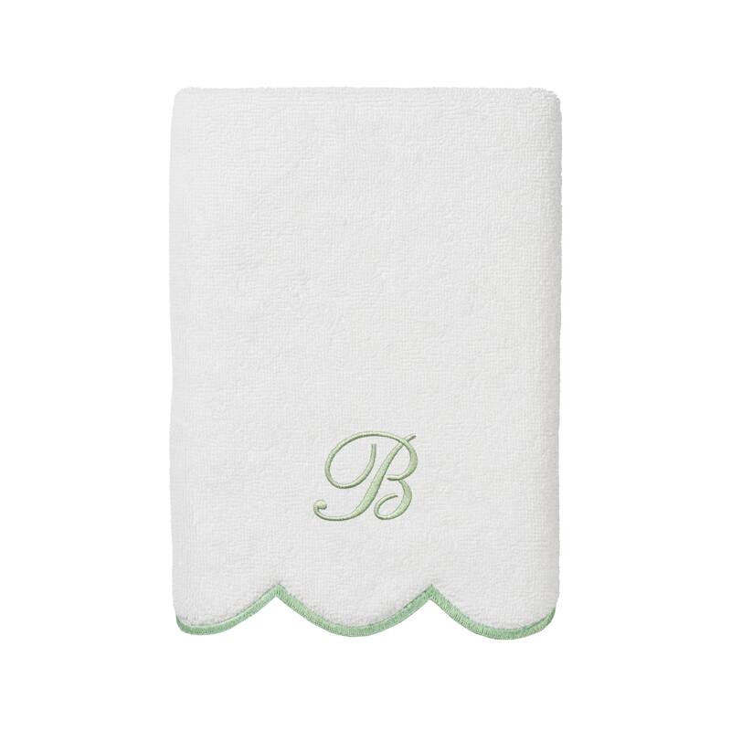 Authentic Hotel and Spa 100% Turkish Cotton Green ADORNIA Scallop Personalized 3 Piece Towel Set - 3 Piece Set
