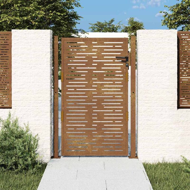 vidaXL Garden Gate Corten Steel Square Design - Brown (1)
