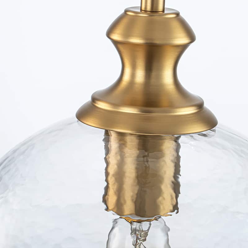 1-Light Modern Industrial Dome Pendant Light with Bell Shape Clear Hammered Glass and Adjustable Hanging Height