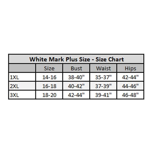White Mark Clothing Size Chart