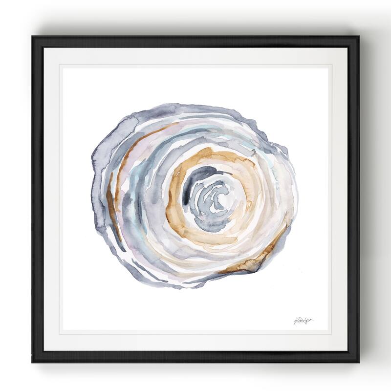 Watercolor Tree Ring IV -Black Framed Print - 26 X 26 Black