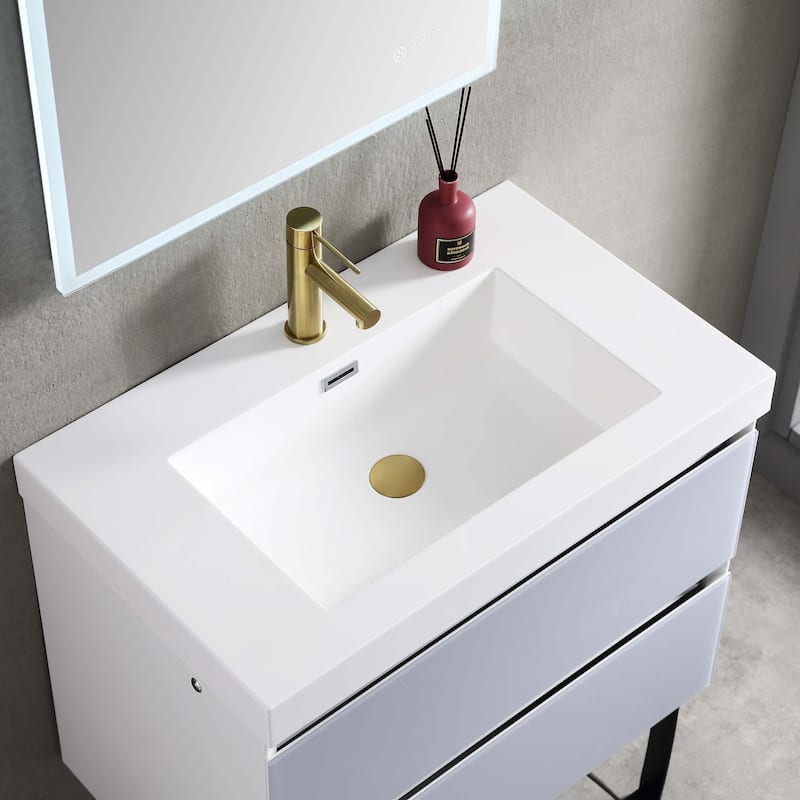 LED Lighted Floating / Wall Huang Vanity with Acrylic Sink and Comfortable Dimmed Vanity Light