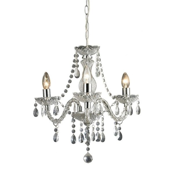 French Country 3 Light Chrome Clear Finish Chandelier Made Of Acrylic Glass Metal 17 5x16 Inches Overstock 32384815