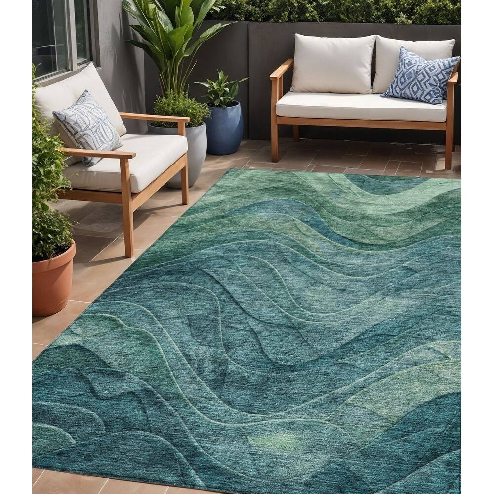 HomeRoots Abstract Transitional Rectangle Outdoor Rug