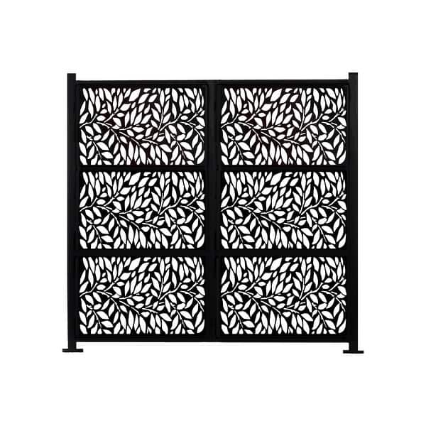 HIGHLANDERHOME 4-ft W Black Galvanized Iron Decorative Metal Privacy Fence Panel