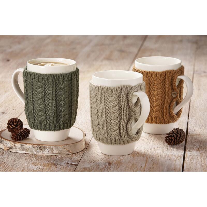 Warm Wishes Dark Green Sweater Covered Bone China Dishwasher Safe Mug, 18.0 oz