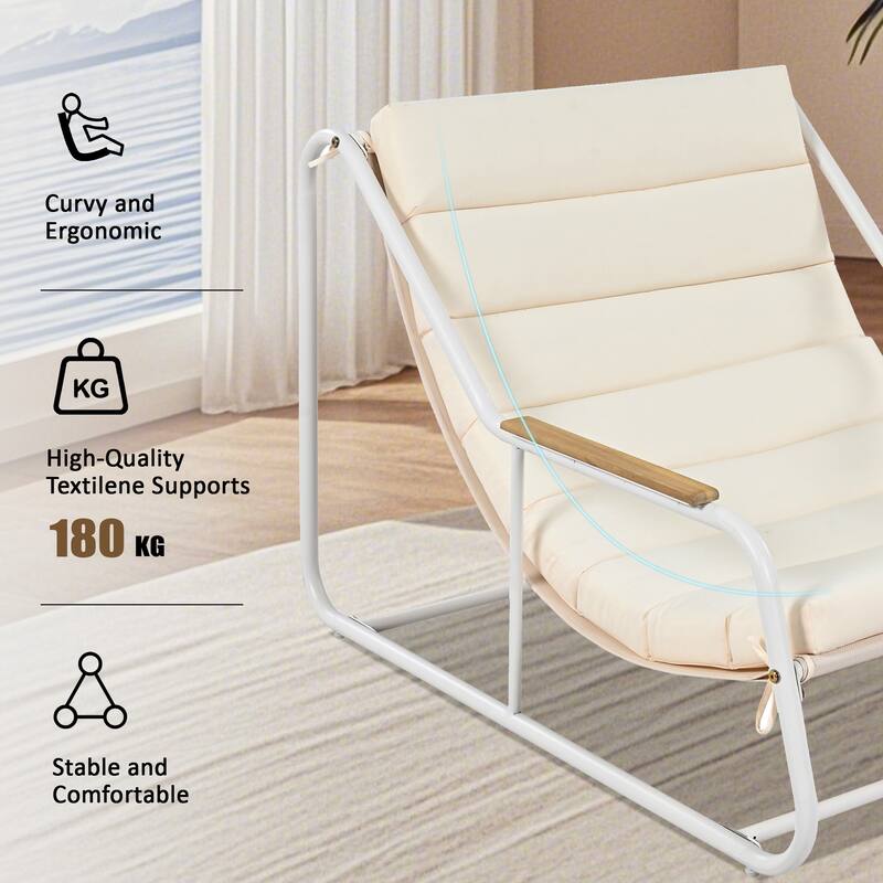 Outdoor Chaise Lounge Chairs Set of 3, Patio Chaise Lounge Chair with Acacia Side Table