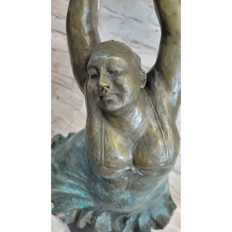 Pirouette Chubby Ballerina Dancer Full Figure Woman Bronze Statue Sculpture 20 Inches X 12 Inches