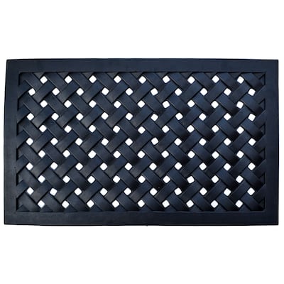 Black Rubber Outdoor Braided Door Mat - 47 x 18