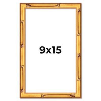 9x15 Frame Gold Bamboo Solid Wood Picture Frame | 1 Inch Moulding