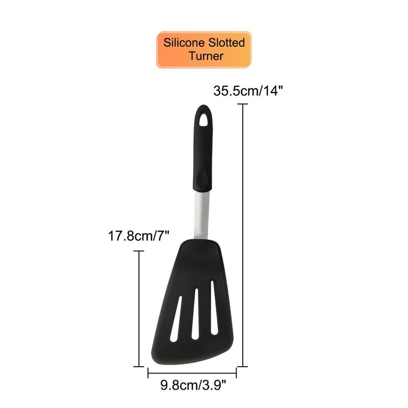 Silicone Slotted Turner Heat Resistant Non Stick for Kitchen Cooking Black - Black