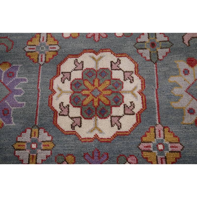 All-Over Gray Oushak Oriental Area Rug Handmade Wool Carpet - 9'3" x 11'7"