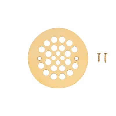 4.25-in Round Shower Drain Cover in Polished Brass (D-415PB)