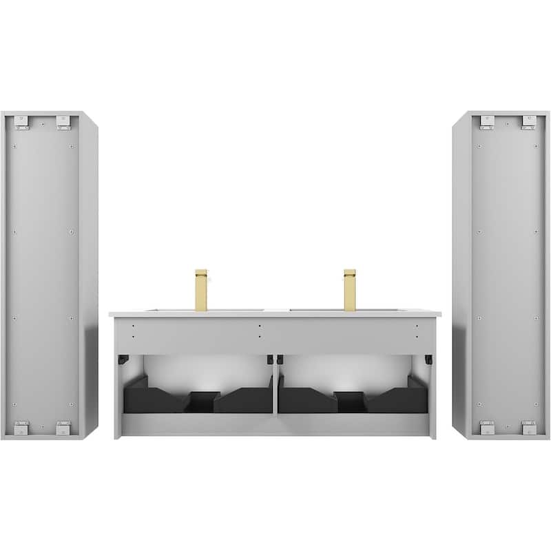 Blossom Positano 48" Floating Double Sink Vanity with Side Cabinets