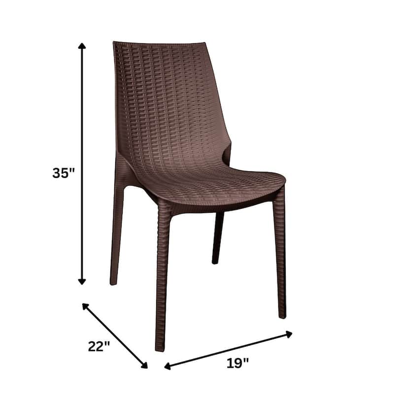 Kent Modern Rattan-Style Stackable Lightweight Dining Chair for Patio and Garden