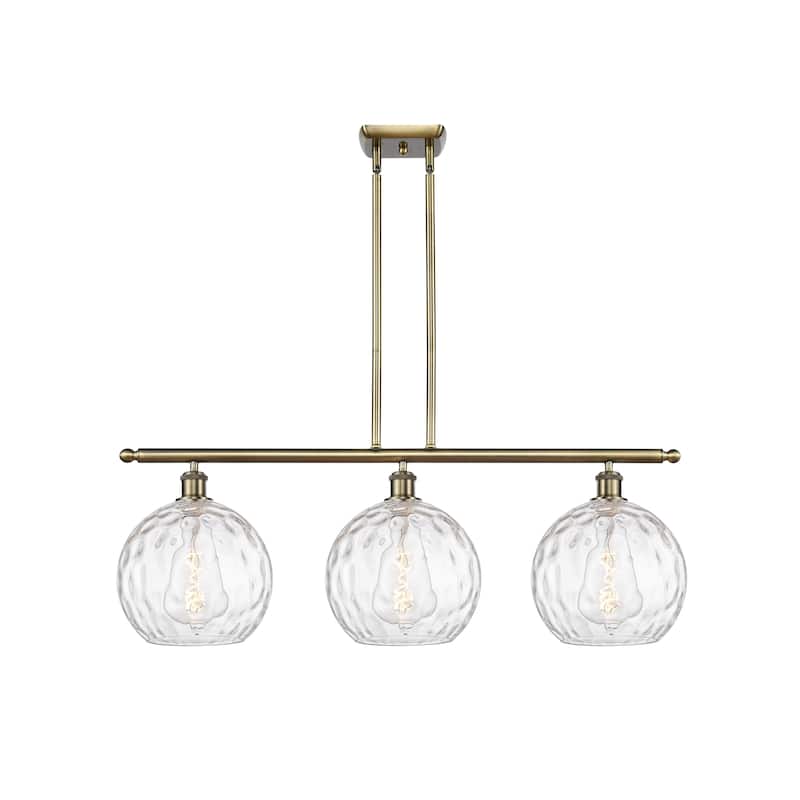 Innovations Lighting Athens Water Glass 3 Light 37" Stem Hung Island Light - Antique Brass