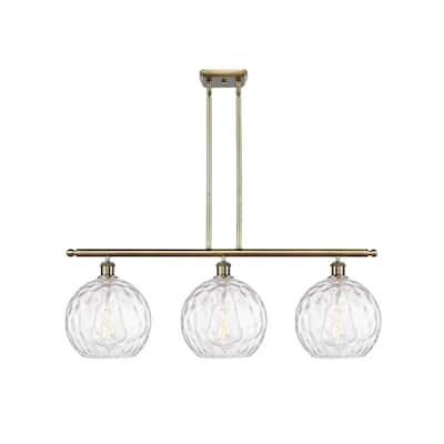 Innovations Lighting Athens Water Glass 3 Light 37" Stem Hung Island Light