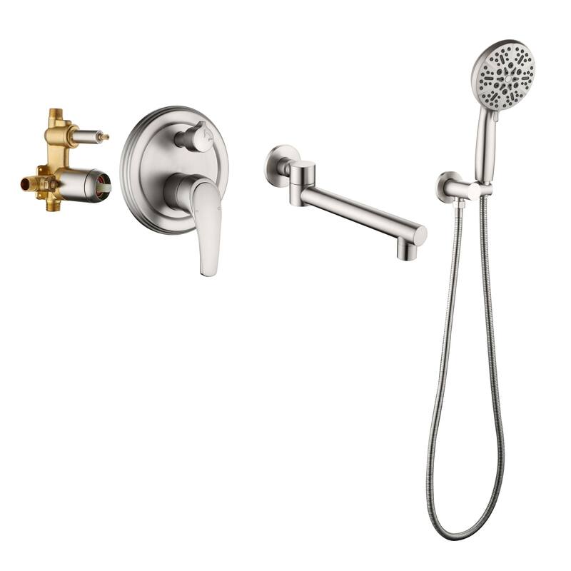 Wall Mounted Tub Filer With Hand Shower Single Handle Tub Faucet With sprayer Modern Bathtub Faucet Set With Tub Spout And Valve