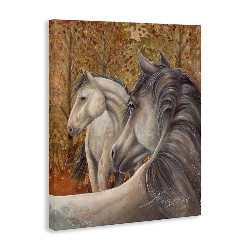 Stupell Horses in Autumnal Forest Canvas Wall Art Design By Jody Bergsma