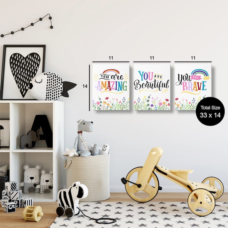 Stupell Confidence Sentiments with Florals Canvas Wall Art Design By Kim Allen (Set of 3)