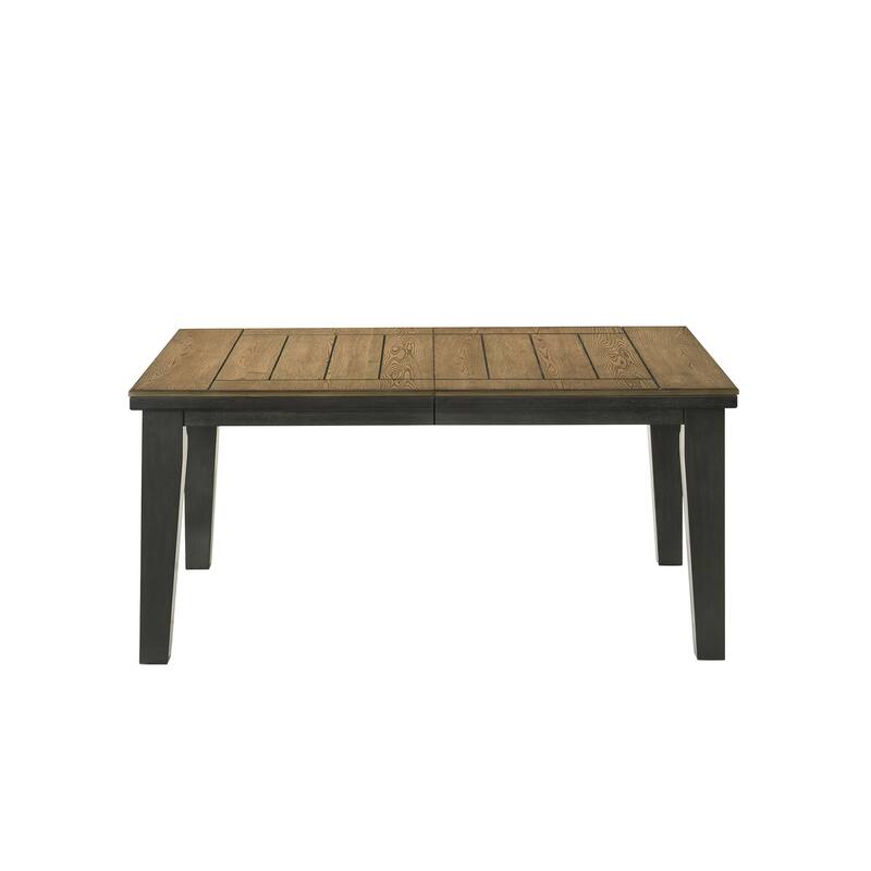1pc Contemporary Style Dining Rectangular Table with18" Leaf Tapered Block Feet Wheat Finish Dining Room Solid Wood Wood