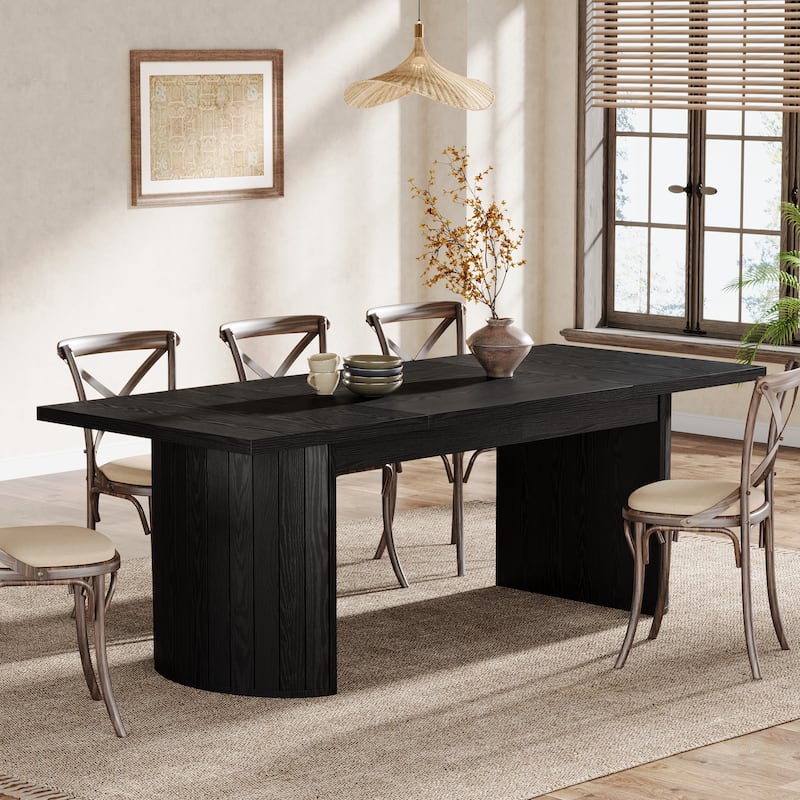 78.7 Inches Brown Wood Dining Table Kitchen Table for 8 People