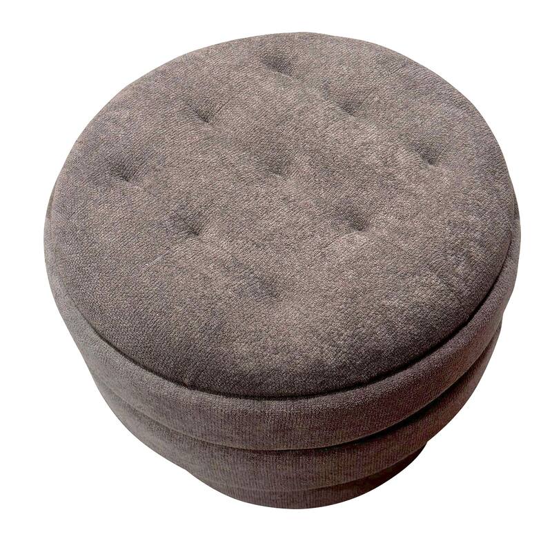 Modern Fabric Round Storage Ottoman