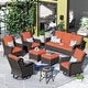 preview thumbnail 5 of 35, OVIOS 8-Piece Wicker Swivel Chair Patio Conversation Set Red/Orange-Brown Wicker