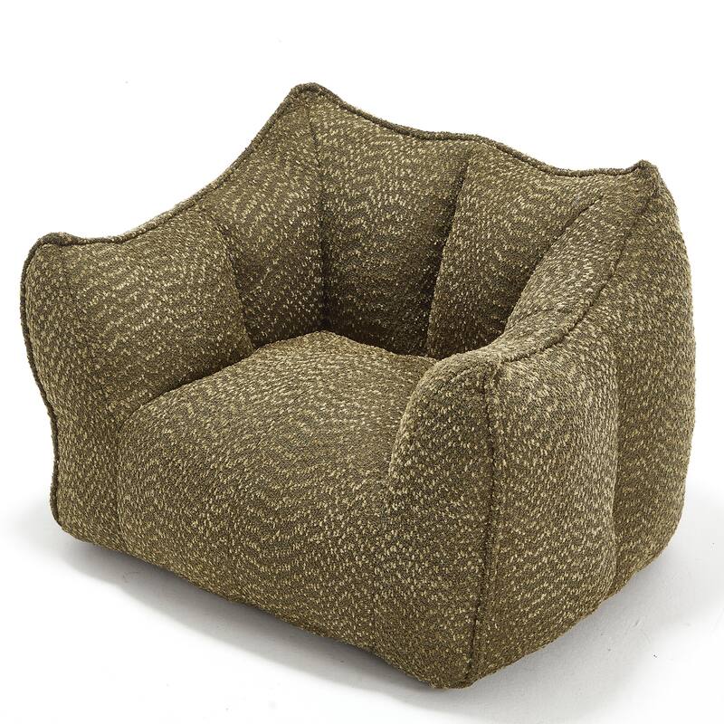 Chenille Square Bean Bag Chair, High Resilience Foam Lounge Chair, Cozy Aldult Lazy Sofa with Curved Armrests and Backrest